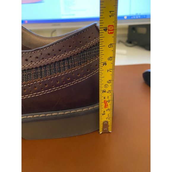 GH Bass Shoes Men 13M Brown Leather & Tweed Pasadena Wingtip Longwing Brogue - Picture 14 of 16